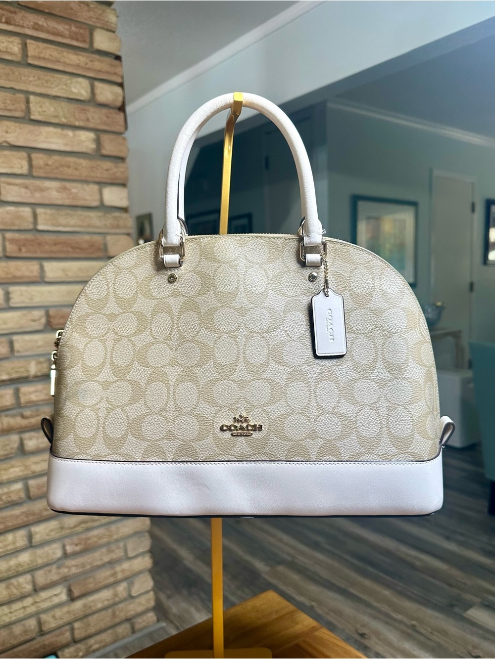 Coach Sierra in Light Khaki Dome Satchel with Removable Strap